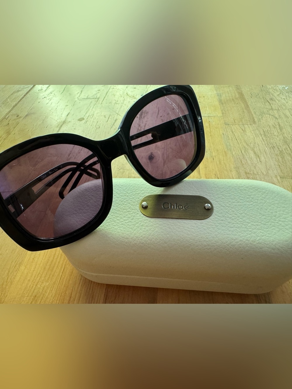 Authentic Vintage Chloé Oversized Square Sunglasses (CL2123 C01) Black with Rose